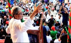 দাবি একটাই শেখ হাসিনার পদত্যাগঃ বগুড়ায় মির্জা ফখরুল