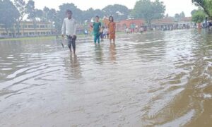 কালীগঞ্জে বিদ্যালয় মাঠে জলাবদ্ধতা, ভোগান্তিতে শিক্ষার্থীরা