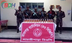 বিজিবির অভিযানে লক্ষাধিক টাকার ভারতীয় মদ জব্দ