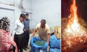 সৈয়দপুরে নিষিদ্ধ চায়না দুয়ারি জাল জব্দ, পুড়িয়ে ধ্বংস