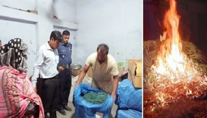 সৈয়দপুরে নিষিদ্ধ চায়না দুয়ারি জাল জব্দ, পুড়িয়ে ধ্বংস