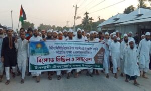 ফিলিস্তিনে বর্বরোচিত হামলার প্রতিবাদে সালথায় কয়েক হাজার মানুষের বিক্ষোভ