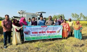 শেরপুরে কৃষকদের ধান কেটে দিলো কৃষি অফিস