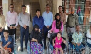 শেরপুরে প্রতিবন্ধীদের মাঝে হুইল চেয়ার বিতরণ