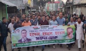 শেরপুরে হরতালের সমর্থনে বিএনপি’র মিছিল