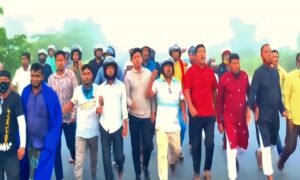 নন্দীগ্রামে বিএনপির ঝটিকা মিছিল মুখে মাস্ক-মাথায় হেলমেট