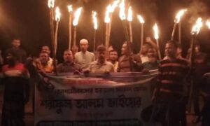 হরতালের সমর্থনে কিশোরগঞ্জে বিএনপির মশাল মিছিল