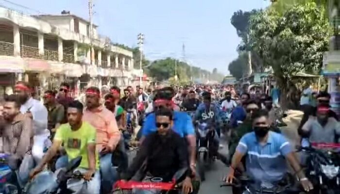 অবরোধের প্রতিবাদে ফরিদপুরে সহস্রাধিক মোটরসাইকেল নিয়ে শোভাযাত্রা
