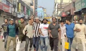 অবরোধ সমর্থনে কিশোরগঞ্জে বিরোধী দলের মিছিল