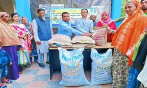 ফুলবাড়ীতে কৃষকদের মাঝে উচ্চ ফলনশীল ধানবীজ ও সার বিতরণ